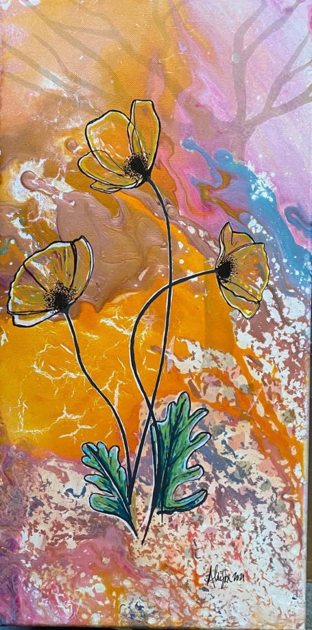 California Poppies California poppies on multicolored background