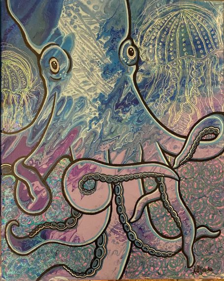 Octopus Image of an octopus on multicolored background.