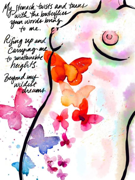 Love Sick Image of a nude female torso with poetry.