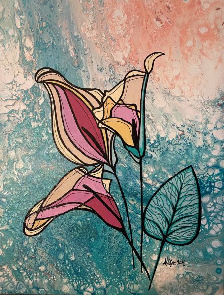 Lillies That Fester Image of flowers on a multicolor background.